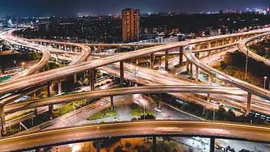 8k实拍南京双桥门立交交通枢纽夜景延时视频的预览图